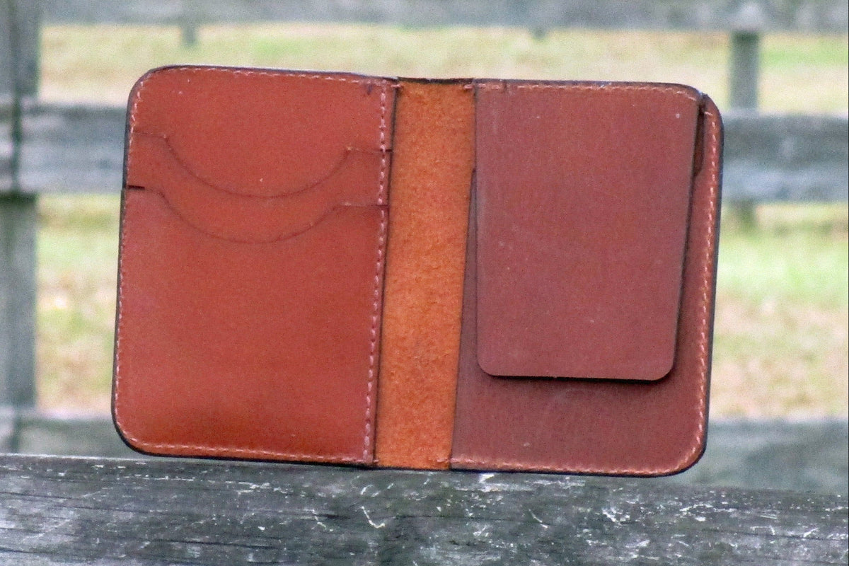 Front Pocket Card and Folding Money Wallet in Med. Brown Leather